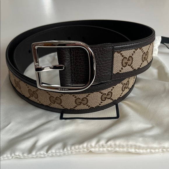 Brand New! Gucci Unisex GG Leather/Canvas Belt